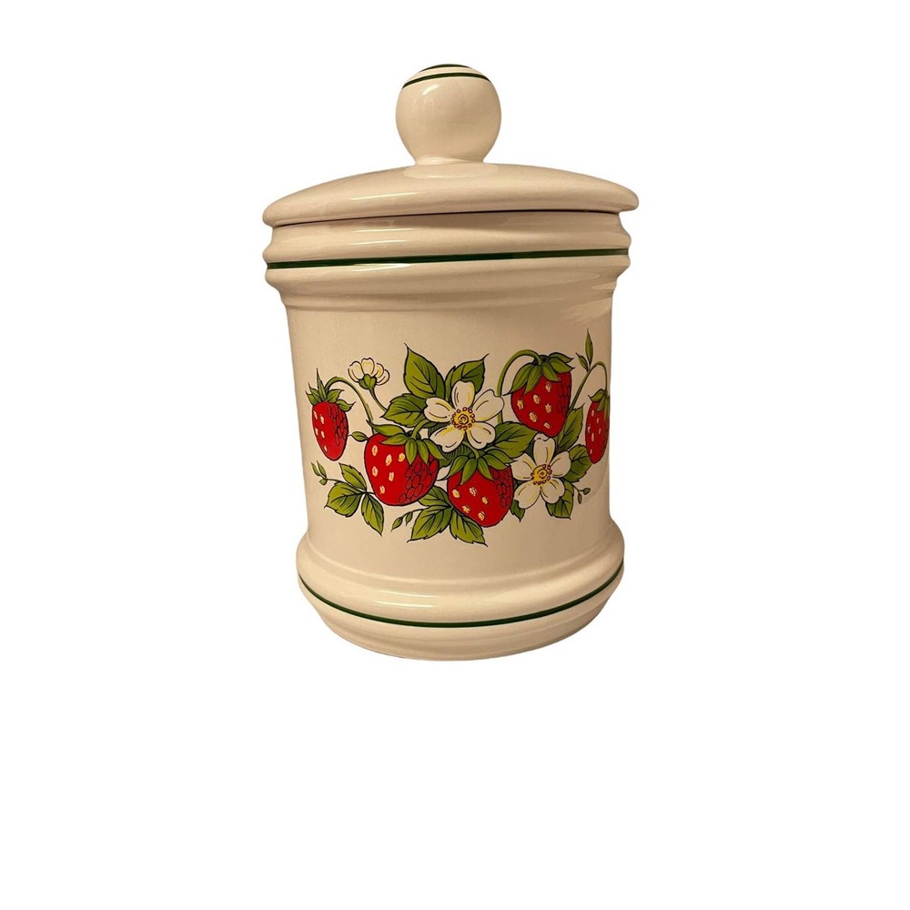 Vintage Strawberry Fields Ceramic Canister 8" 1970’s Retro Sears Roebuck Japan